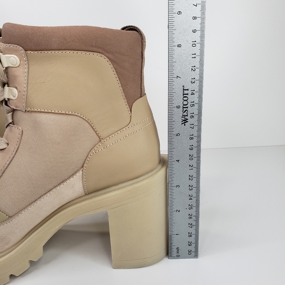 Dolce Vita Collin Dune Leather Nylon Chunky Heel Lace up Combat Boots Sz 9 - Picture 7 of 12
